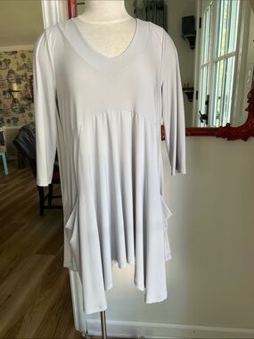 Women's Light Gray V-Neck Swing Tunic Top